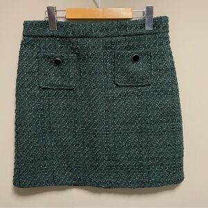 Elegant Green Tweed Mini Skirt